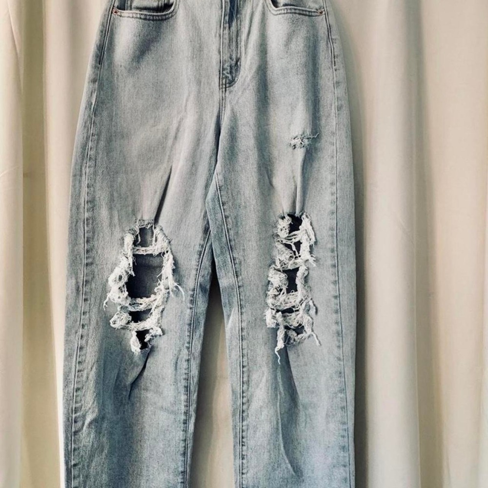 Wild Fable Highest Rise Baggy Jeans Lt Wash Distressed Ripped Y2K Grunge 6/28R